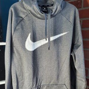 Nike Dri Fit Hoodie Gray with large white Swoosh